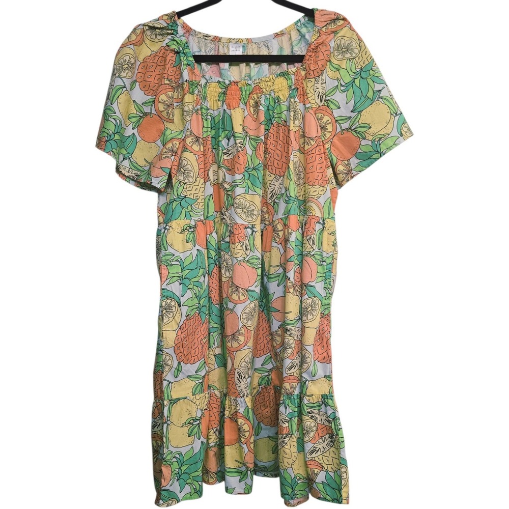 Peyton & Parker Dress Womens Large Cotton Tiered Tropical Summer Vacation Resort